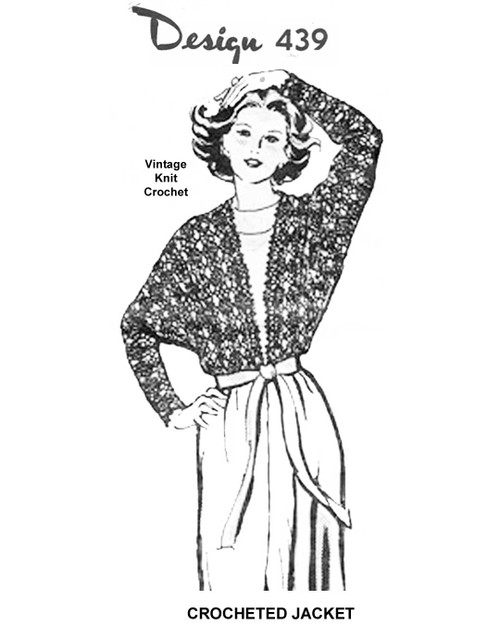 Crochet Dolman Sleeve Jacket Pattern, Laura Wheeler 439, Mail OrderDesign