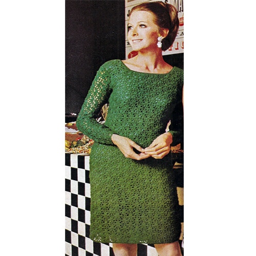 Allover Lace Crochet Evening Dress Pattern Long Sleeves