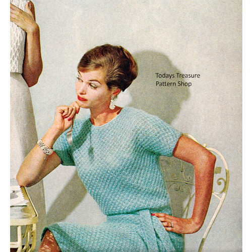 Star Stitch Knitted Dress Pattern - Vintage Knit Crochet Pattern Shop Star Stitch Knitted Dress Pattern - Vintage Knit Crochet Pattern Shop