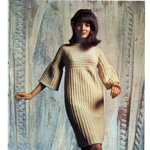 rib knit dress pattern Ribbed Knit-look Dress Pattern  Textured Short Sleeve PDF