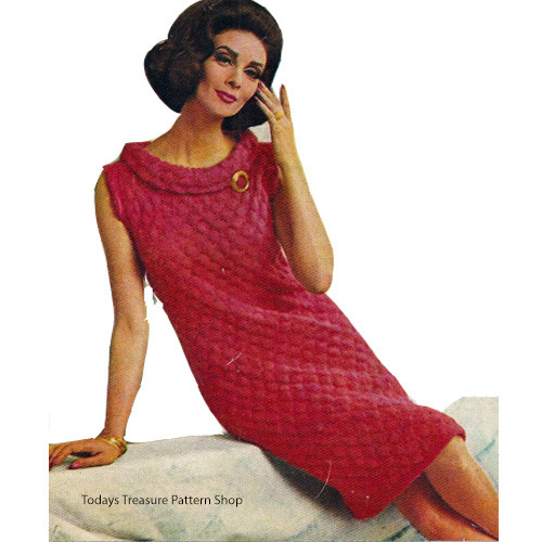 Knit Cowl Collar Dress Pattern Small Medium
