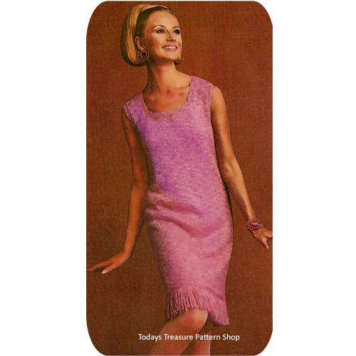 Hem Fringe Trimmed Knit Sheath Dress Pattern