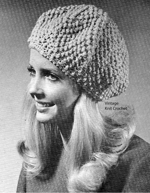 Vintage Crochet Beret Pattern, Popcorn Stitch