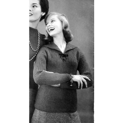 Teen Knitted Ribbed Pullover Pattern No 5999