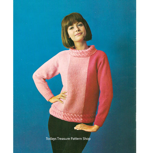 Vertical Stripe Cable Sweater Knitting 