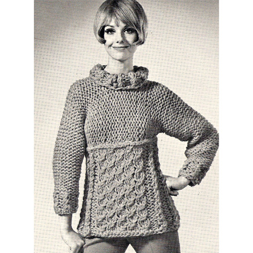 Knit Roll Neck Cable Panel Pullover PDF Pattern
