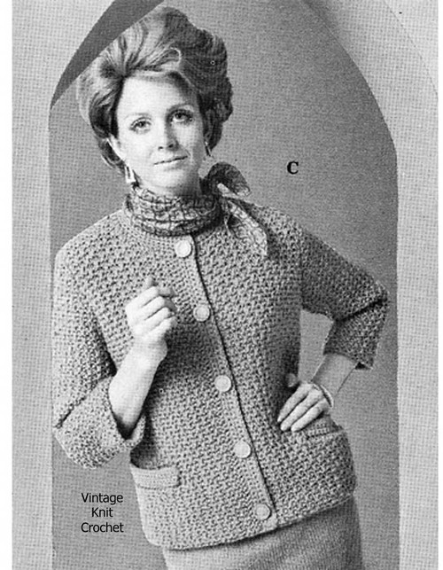 Crochet skirt suit vintage clearance pattern