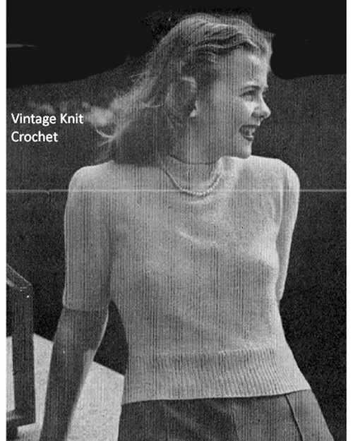 Vintage Brooks Pullover Knitting Pattern Short Sleeve Blouse Top