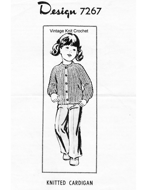 Girls Knitted Rib Cardigan Pattern, Alice Brooks 7267