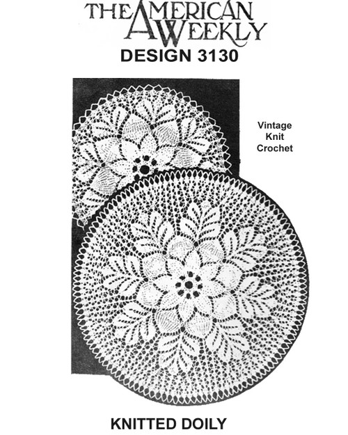 Vintage Knitted Flower Doily Pattern Small Large Design 3130