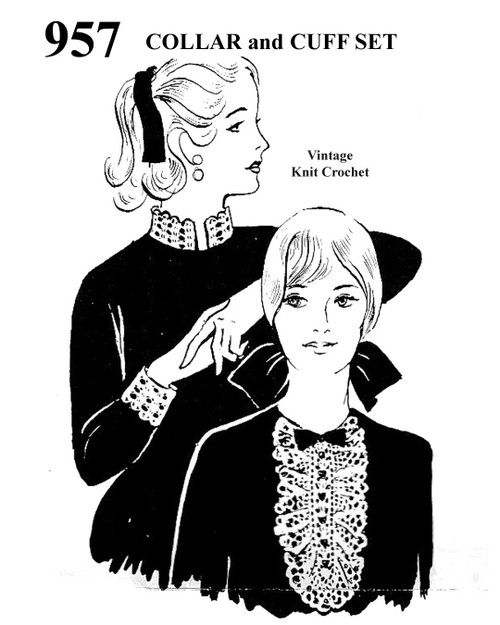 Vintage Crochet Jabot Collar Cuffs Pattern, Mail Order No 957