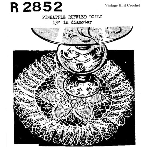 Crochet pineapple doily pattern, ruffled border, Mail Order No R2852