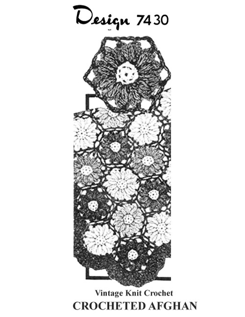 Vintage Crochet Daisy Afghan Pattern, Colorful Medallions, Mail Order