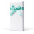 Customised White Kraft Retail Box With Aqua Bow.