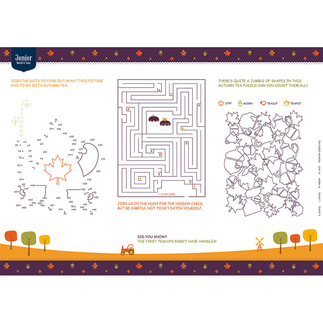 Children's Activity Sheets For Restaurants & Tea Rooms.