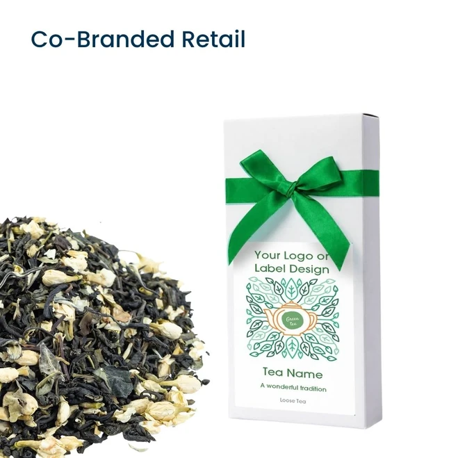 Lichee Jasmine Chunmee-green-tea-loose-leaf - Co-Branded Retail Cartons
