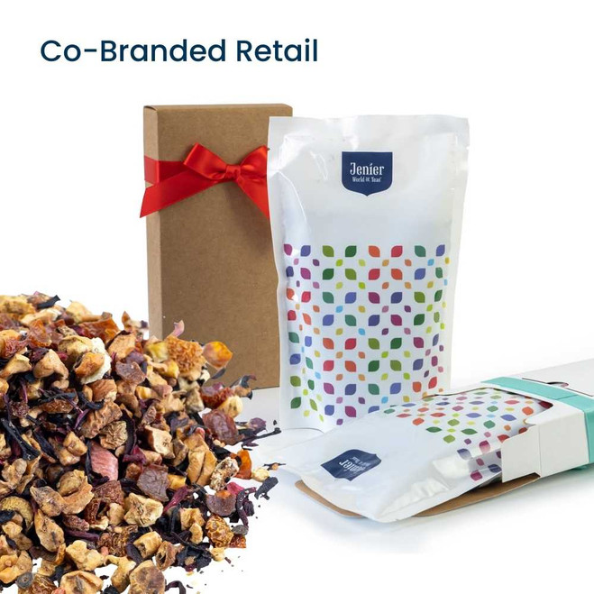 Exotic Strawberry & Kiwi - Co-Branded Retail Cartons Example of Loose Leaf Tea Retail Insert