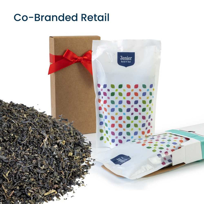 Decaf Sencha Green Tea - Co-Branded Retail Cartons Example of Jenier Loose Leaf Tea Insert