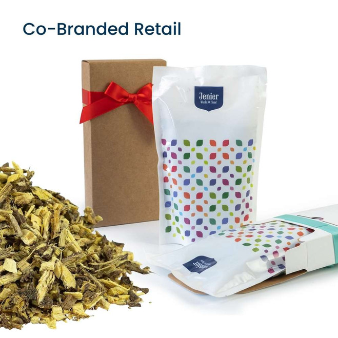 Liquorice Root Pieces - Co-Branded Retail Cartons Example Of Jenier Loose Leaf Tea Retail Insert.