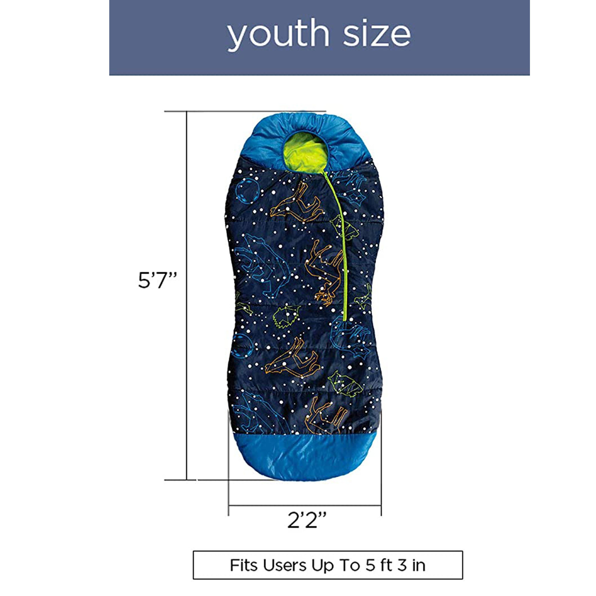 AceCamp Kids & Youth Rectangular Glow-in-The-Dark Sleeping Bag 30F/ -1℃