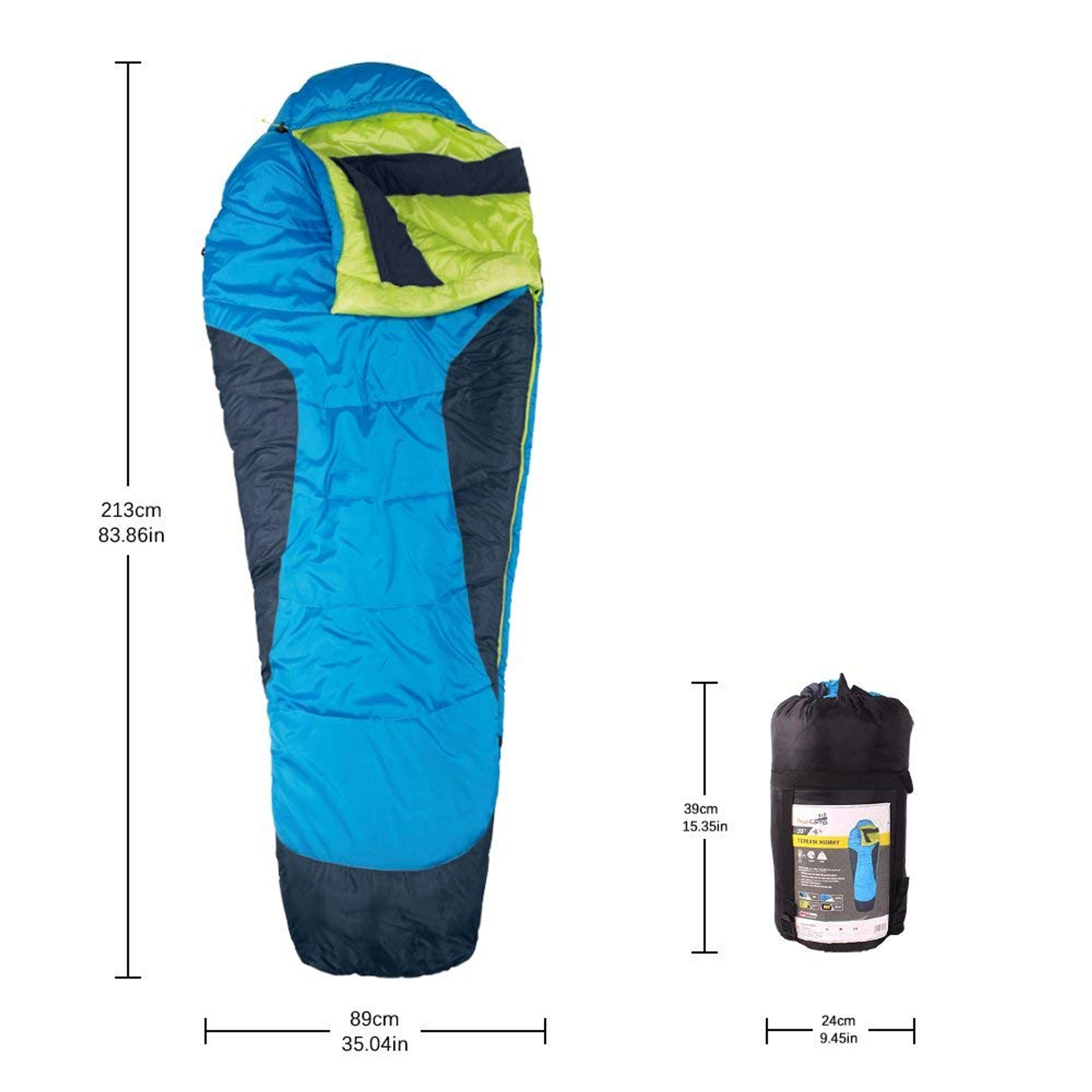 ACECAMP KIDS & YOUTH GLOW-IN-THE-DARK SLEEPING BAG MUMMY