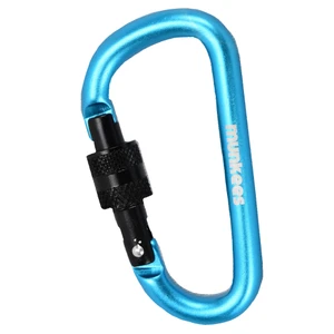 Blue D Shaped Carabiner with Screw Lock 8 x 80 mm