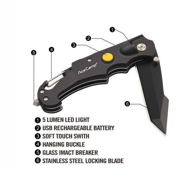 4-in-1 Knife Flashlight | Multi-function Emergency Tool