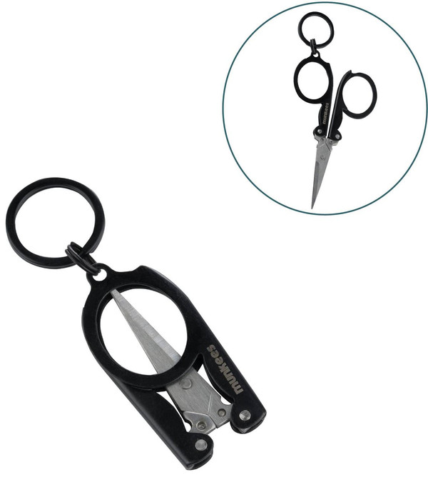 Foldable Small Scissors,Portable Mini Travel Scissor,Big Size Stainless Steel Folding Scissor with Keychain Pointy Small Sewing Fold Up Scissors