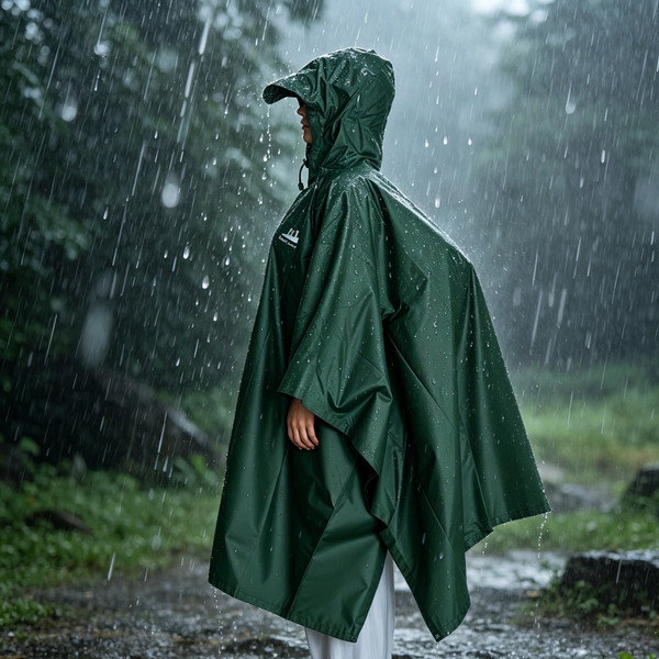 Green Ultra-Light Waterproof Backpacker Poncho