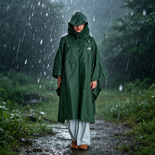 Green Ultra-Light Waterproof Backpacker Poncho