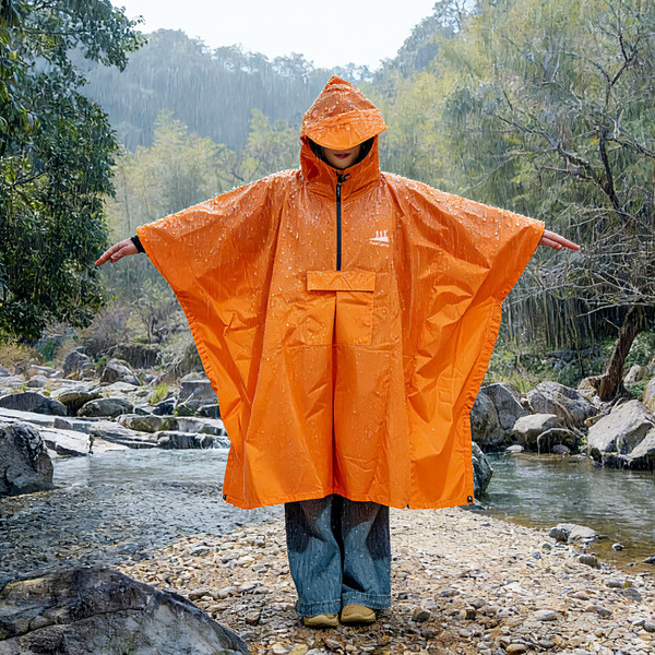 Orange Ultra-Light Waterproof Backpacker Poncho