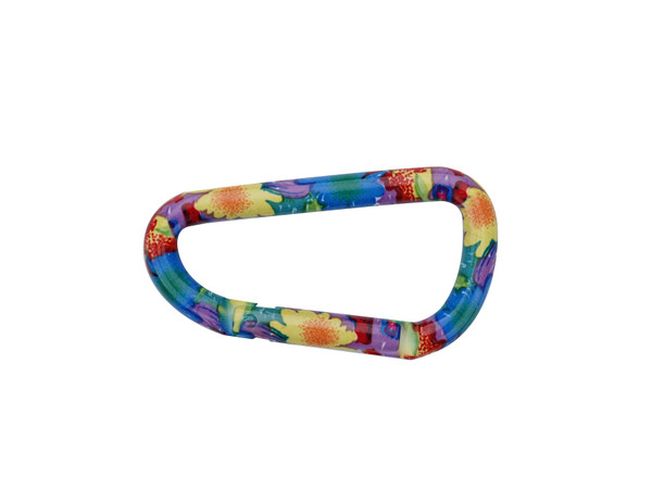 Munkees | D-Shaped Carabiner Clip | Colorful Flower Design