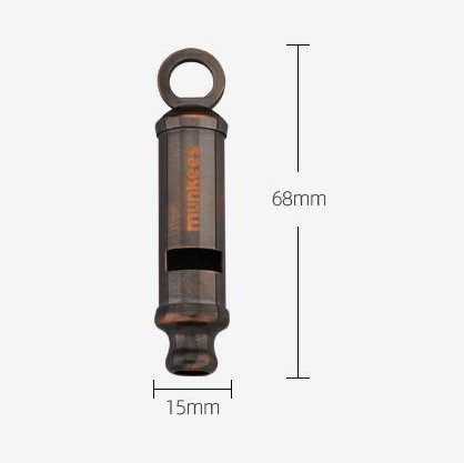 Brass Police Whistle with measurements.