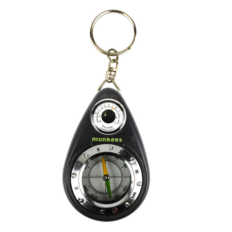 Munkees Small Compass and Thermometer Keychain