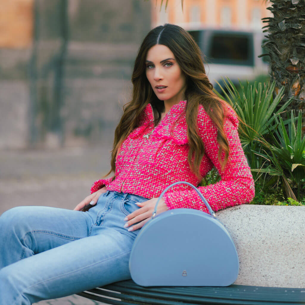 RITA Elegante borsa con manico ad anello e tracolla regolabile