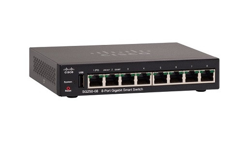 SG250-08-K9-NA Cisco SG250-08 Smart Switch, 8 Port Gigabit (New)