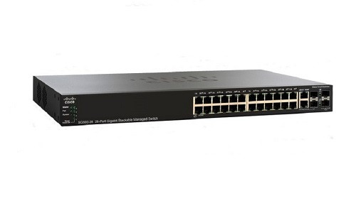 SG500-28-K9-NA Cisco SG500-28 Stackable Managed Switch, 24 Gigabit and 4 Gigabit Ethernet Ports (New)
