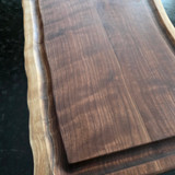 Curly Black Walnut Block Style Carving Board with Groove