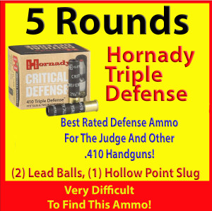 410 2 1/2" Hornady Triple Defense For Judge Or Shotgun Shells