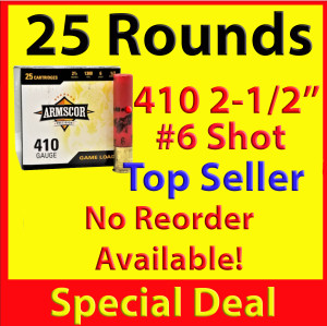 25 Round Box - 410 Gauge 2.5 Inch 1/2 Ounce 9 Shot Stars and Stripes Target  Load Ammo