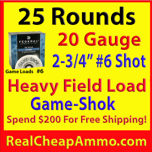 20 Gauge Federal #6 Game-Shok Heavy Field Load