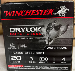WINCHESTER DRYLOK SUPER STEEL MAGNUM 20 GAUGE 2.75" 1 OZ #4 SHOT Shotgun Shells
