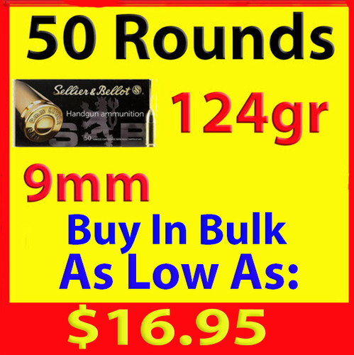 Sellier Bellot 9mm 124 GR Full FMJ 50 Rounds