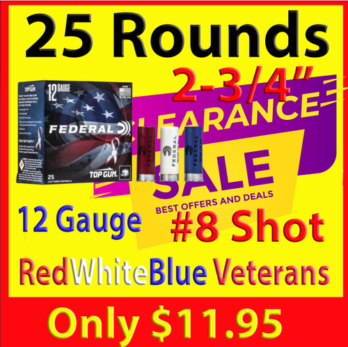 12 Ga Federal Top Gun RedWhiteBlue - 2.75" - #8 shot