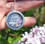 "I carry you in my heart" Floating Charm Locket with a Photo (Choose your charms) (447)