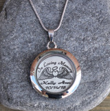 In Loving Memory (Angel Wings) - Engraved Floating Charm Locket