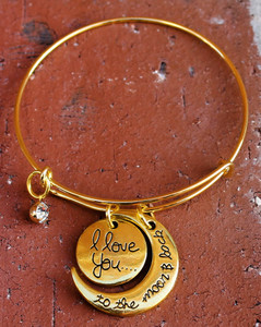 "I Love You to the Moon and Back" Gold Colored Bangle Bracelet "I Love You to the Moon and Back" Gold Colored Bangle Bracelet