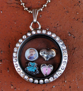 Circle Floating Locket with a Photo (Choose your charms) Circle Floating Locket with a Photo (Choose your charms)