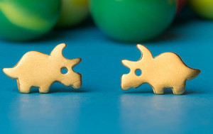 Dinosaur Studs - Triceratops, Gold