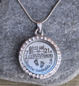 Birth Stats - Engraved Floating Locket